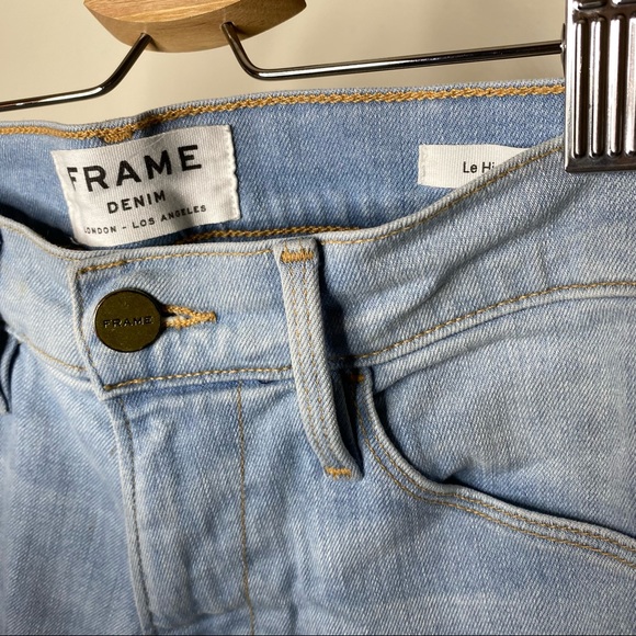 FRAME le High Skinny High Rise Waisted Distressed Light Wash Jeans - Picture 2 of 6